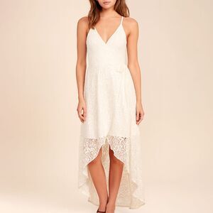 Abercrombie & Fitch Maxi Wrap Dress Womens Small Ivory Hi Low Boho Romantic Lace